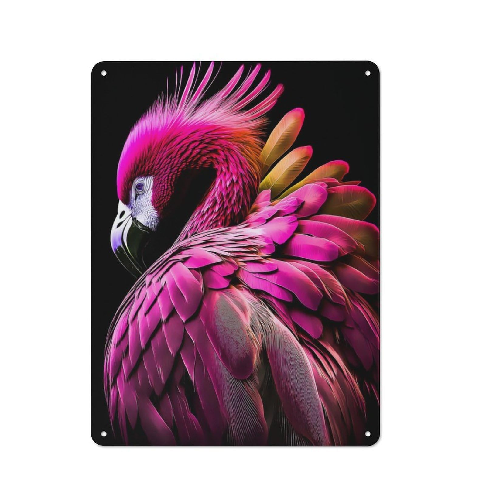 Junmoney Flamingo Bistro Style Bistro Metal Sign 40X30cm Featuring Shop Wall Decor For Takeaway, Bar, Kitchen Or Counter Area