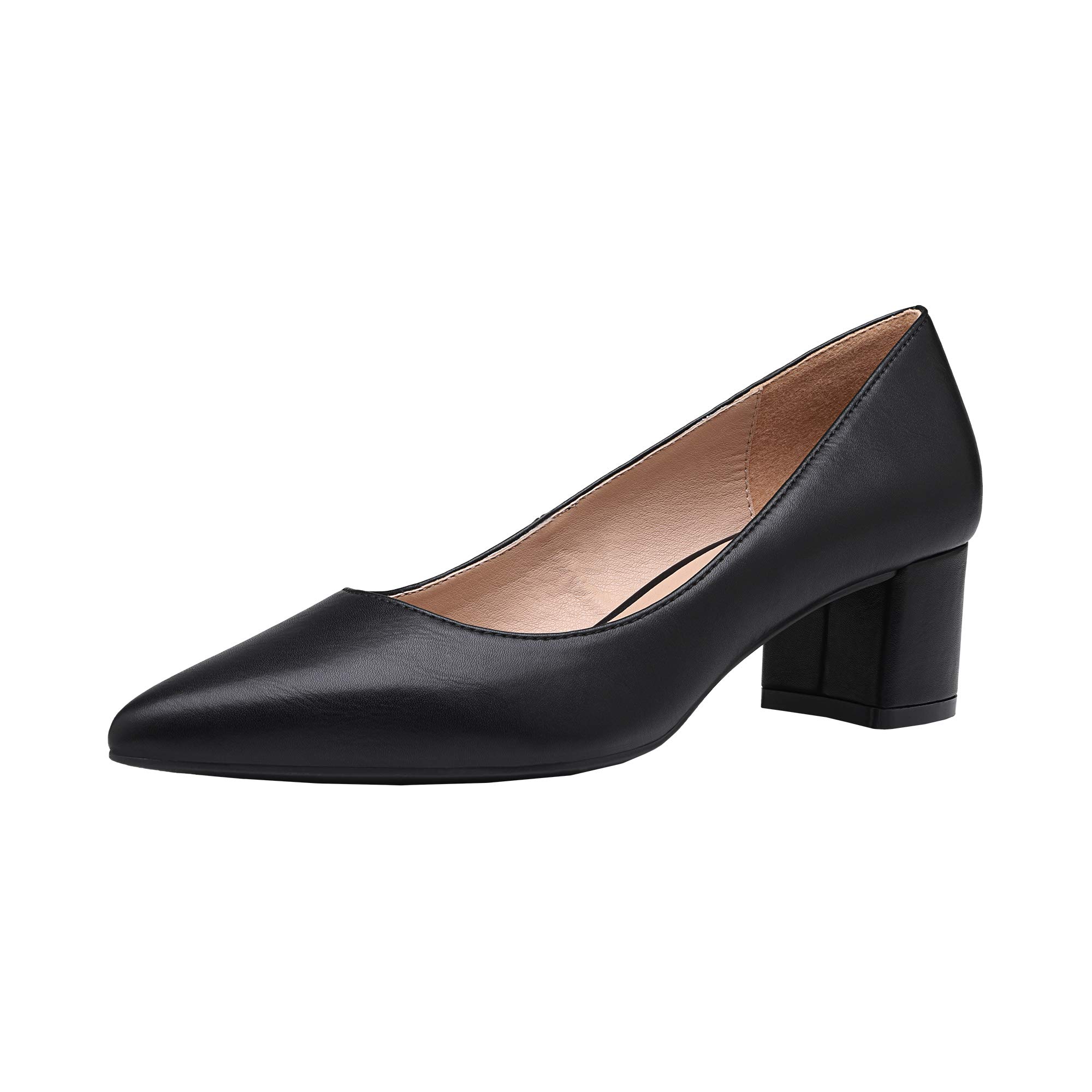 DREAM PAIRS Zapatos de Tacón Ancho Clásicos para Mujer con Punta Puntida y Plantilla Cómoda