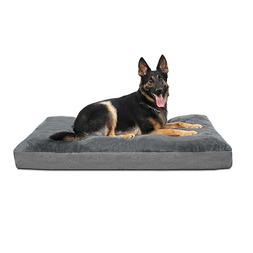 Dog Bed for Crate for Medium Large Sized Dog, Machine Washable Bed Plush Pet Kennel Pad with Non-Slip Bottom, Pet Sleeping Mat, 35x23 Inch, Dark Gray