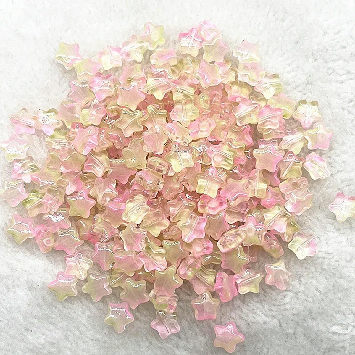 HUIOYG 30pcs 8mm Star Glass Beads Loose Spacer Bead for Jewelry Making Bracelets