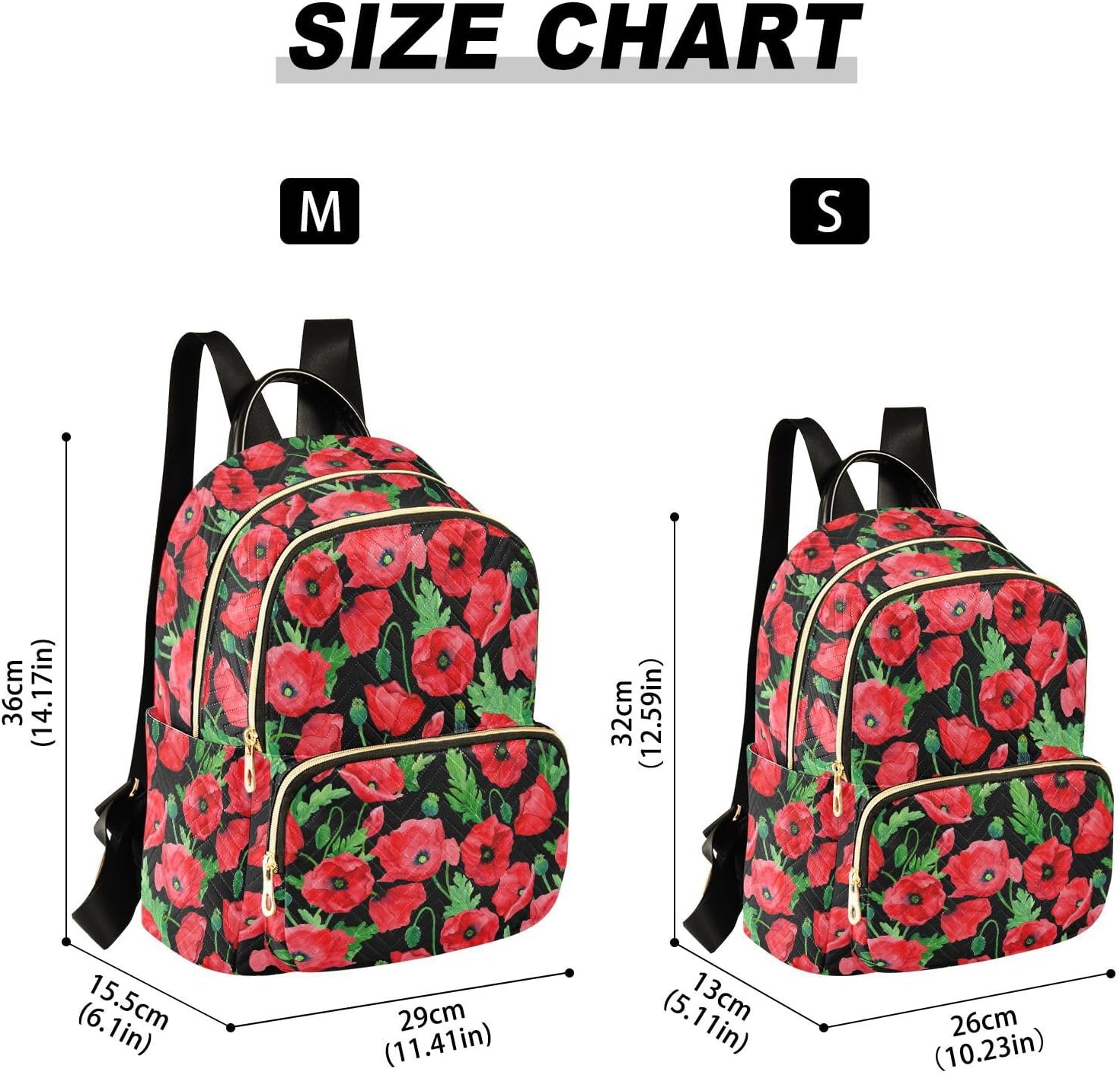 JIPONI Field Of Red Flowers Poppy Backpack Purse for Women Lightweight Back Pack Casual Daypack Travel Shoulder Bag Bookbag - S