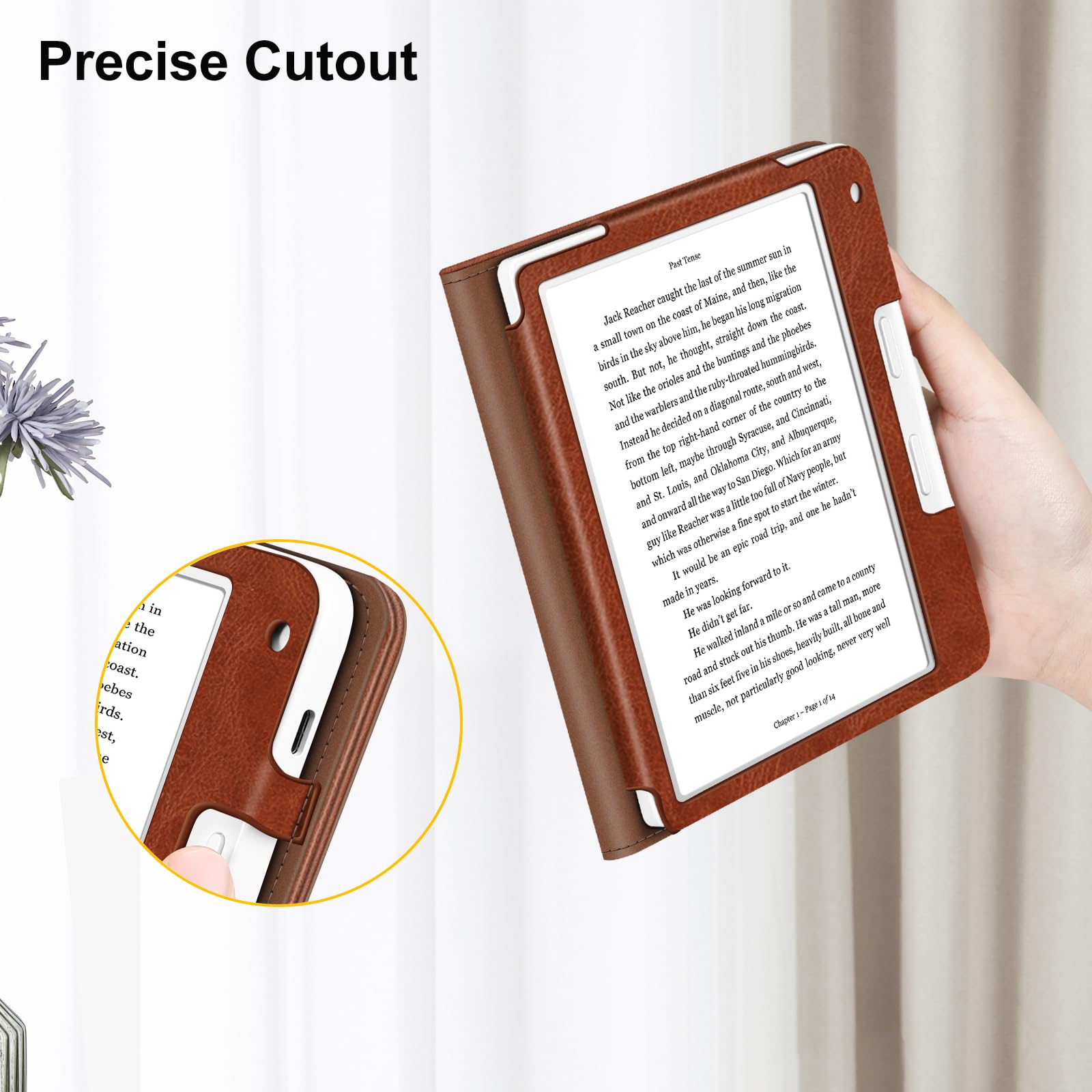 FINTIE Stand Cover per Kobo Libra Colour 2024, Kobo Libra 2 2021 eReader, Custodia Protettiva con Card Slot e Hand Strap, Marrone