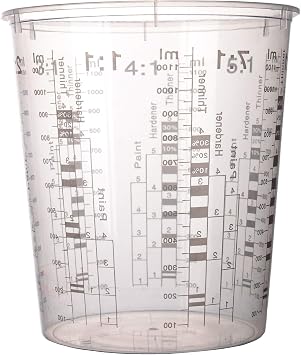 48 Pack 45 OZ Graduated Plastic Mixing Cups, Clear Paint Mixing Cups with Multiple Mixing Ratios for Paint, Epoxy, Resin, Art, Kitchen, Activators, Thinner