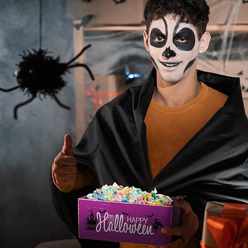 Miniatura 6 de Sintuff Cuenco de madera para dulces de Halloween, divertido plato para dulces de Halloween, soporte grande para platos de dulces de Halloween,