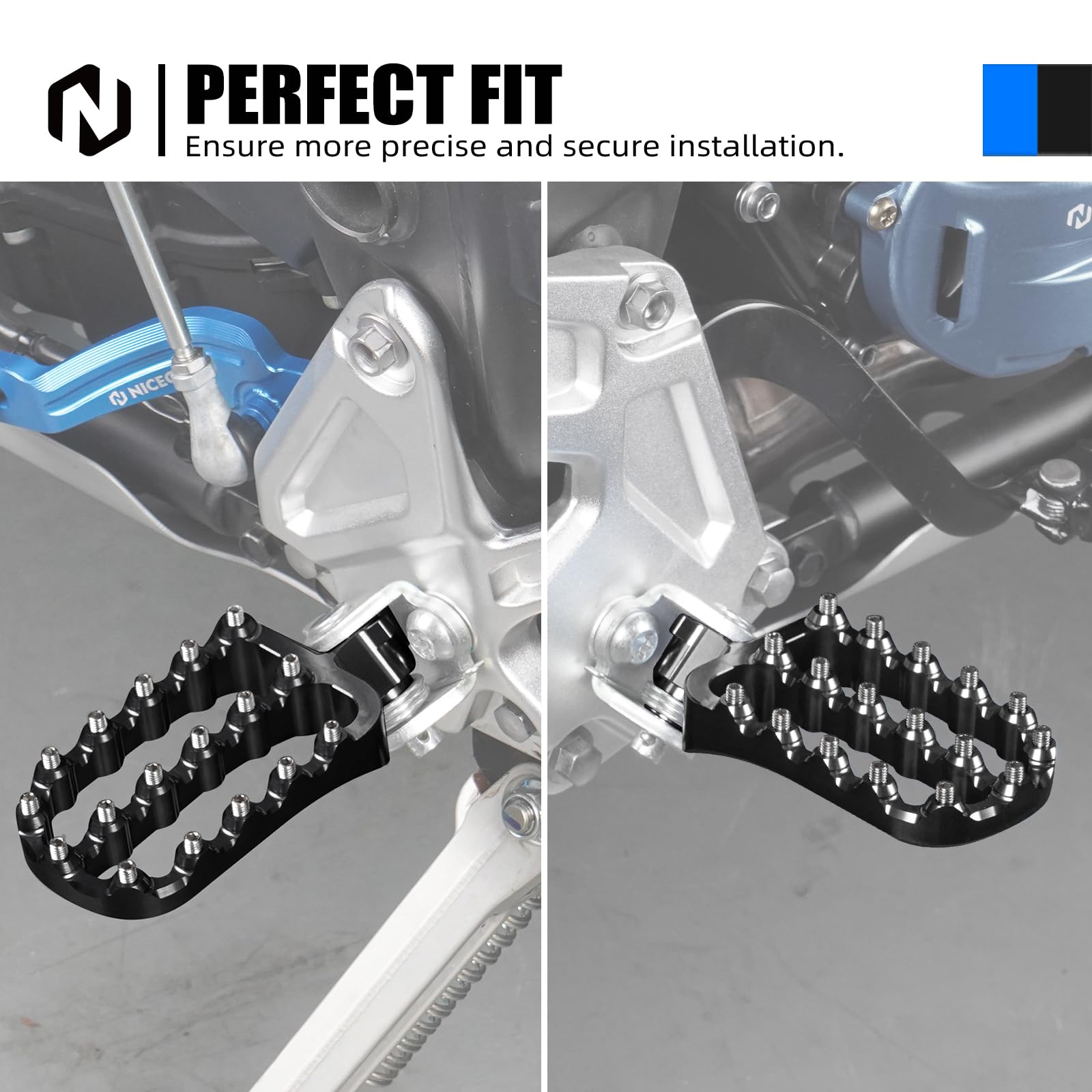 NICECNC Reposapiés Ancho | Compatible with Yamaha Tenere700 XTZ 700 2019-2024, Estribo Alargado Alargado 6061 Aluminio, Negro