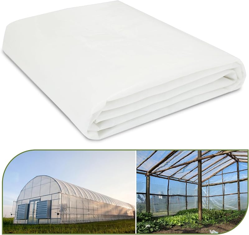 Greenhouse Plastic Sheeting, 12 x 25ft 6 mil Clear Greenhouse Film, UV Resistant Plastic Sheeting Heavy Duty, Polyethylene Green House Plastic Cover for Farms, Garden, Agriculture