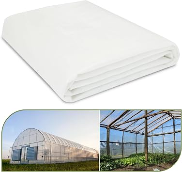 Greenhouse Plastic Sheeting, 12 x 25ft 6 mil Clear Greenhouse Film, UV Resistant Plastic Sheeting Heavy Duty, Polyethylene Green House Plastic Cover for Farms, Garden, Agriculture