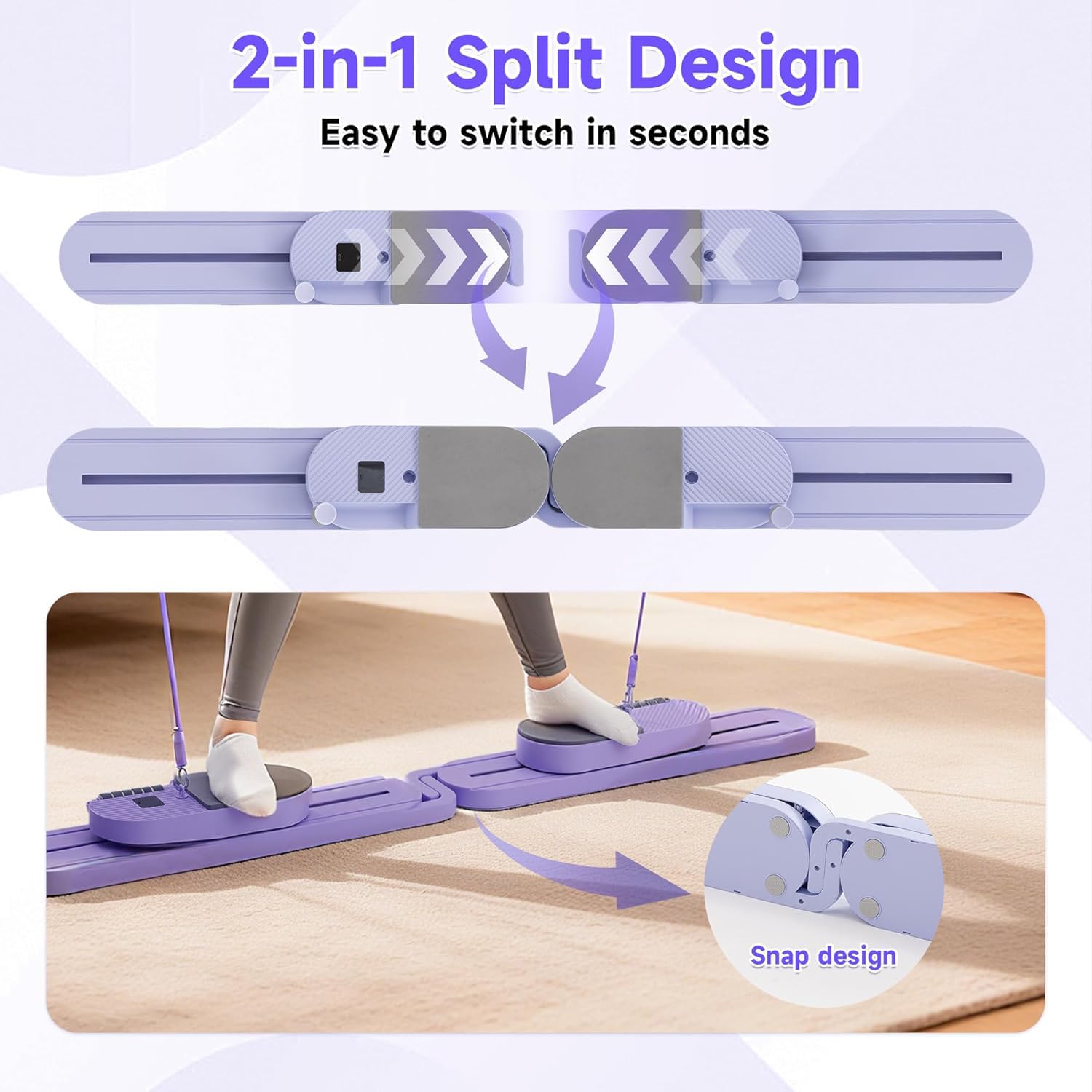 Tavola Reformer per Pilates con Fasce di Resistenza – Macchina Pilates Portatile, Allenamento Completo del Corpo per Casa, Rafforzamento del Core, Tonificazione dei Glutei e delle Gambe,