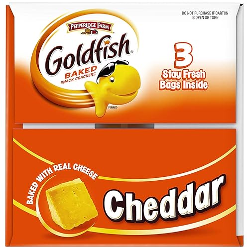 Vista 29 de Pepperidge Farm Goldfish Galletas horneadas, queso cheddar, 1 onza, paquete de 60