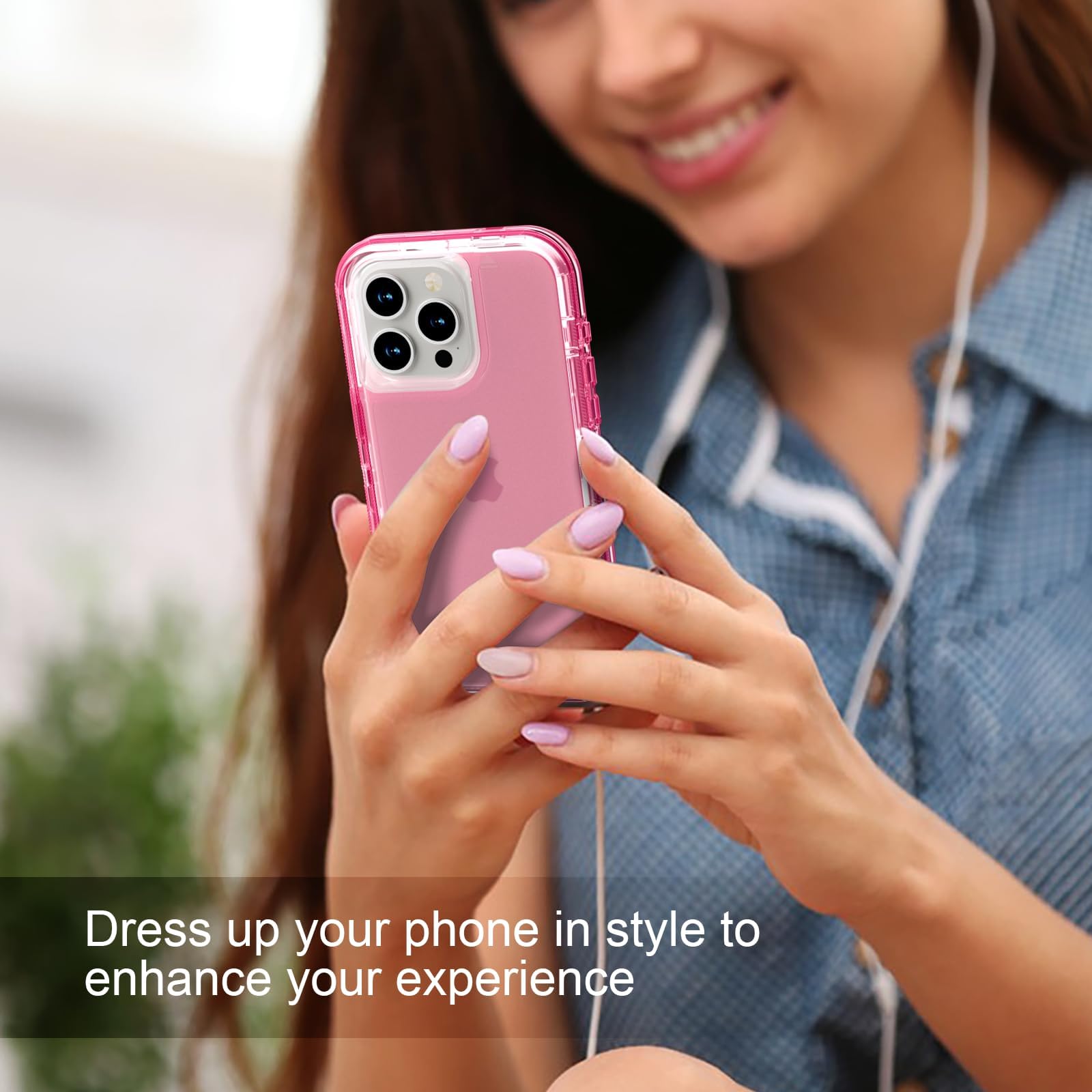 oma Funda para iPhone 15 Pro Max, anticaídas, resistente a los golpes, funda protectora transparente de múltiples capas compatible con iPhone 15 ProMax, 6.7 pulgadas, rosa cristal