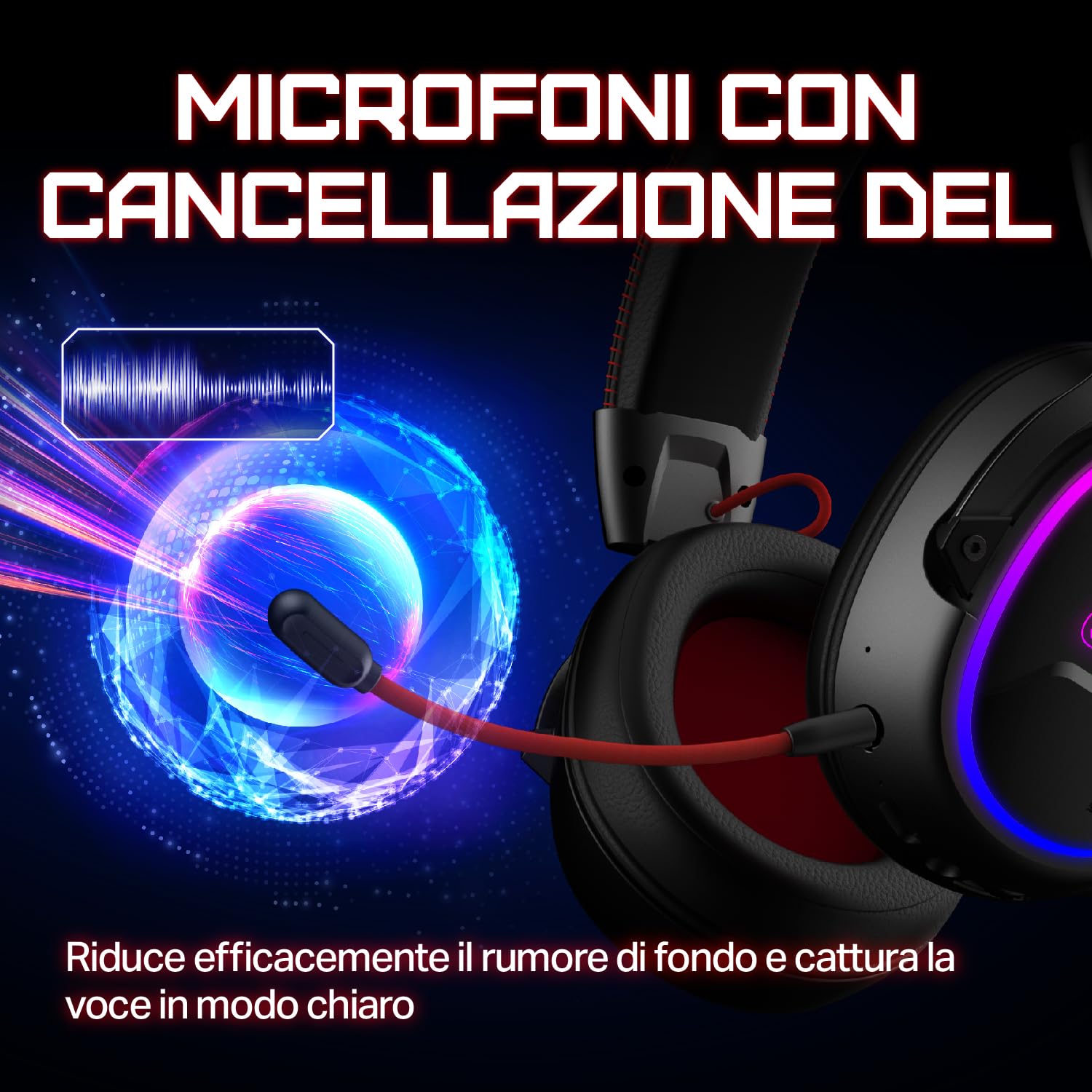 OXS Storm G2 Cuffie da Gioco Wireless, Audio Surround Virtuale 7,1, 3 Modalità EQ, Bassa Latenza 2,4 GHz, Driver da 50 mm, Luce RGB, Bluetooth 5.3, Compatibile con PC, Console, Cellulare, Nero