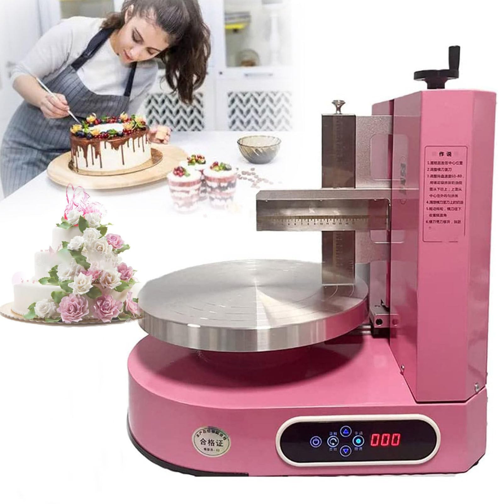 Alisador automático de glaseado para tartas, ajustable, 35 cm, portátil, herramienta de alisado y raspado para decorar pasteles de cumpleaños, ideal para entusiastas de la repostería y