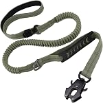 STAVAN Dog Leash for Large Dogs, 4-6FT Heavy Duty No Pull Bungee Shock Absorbing Tactical Leash with 2 Padded Handles, Quick Release Carabiner & Seatbelt Clip (Coyote Brown)