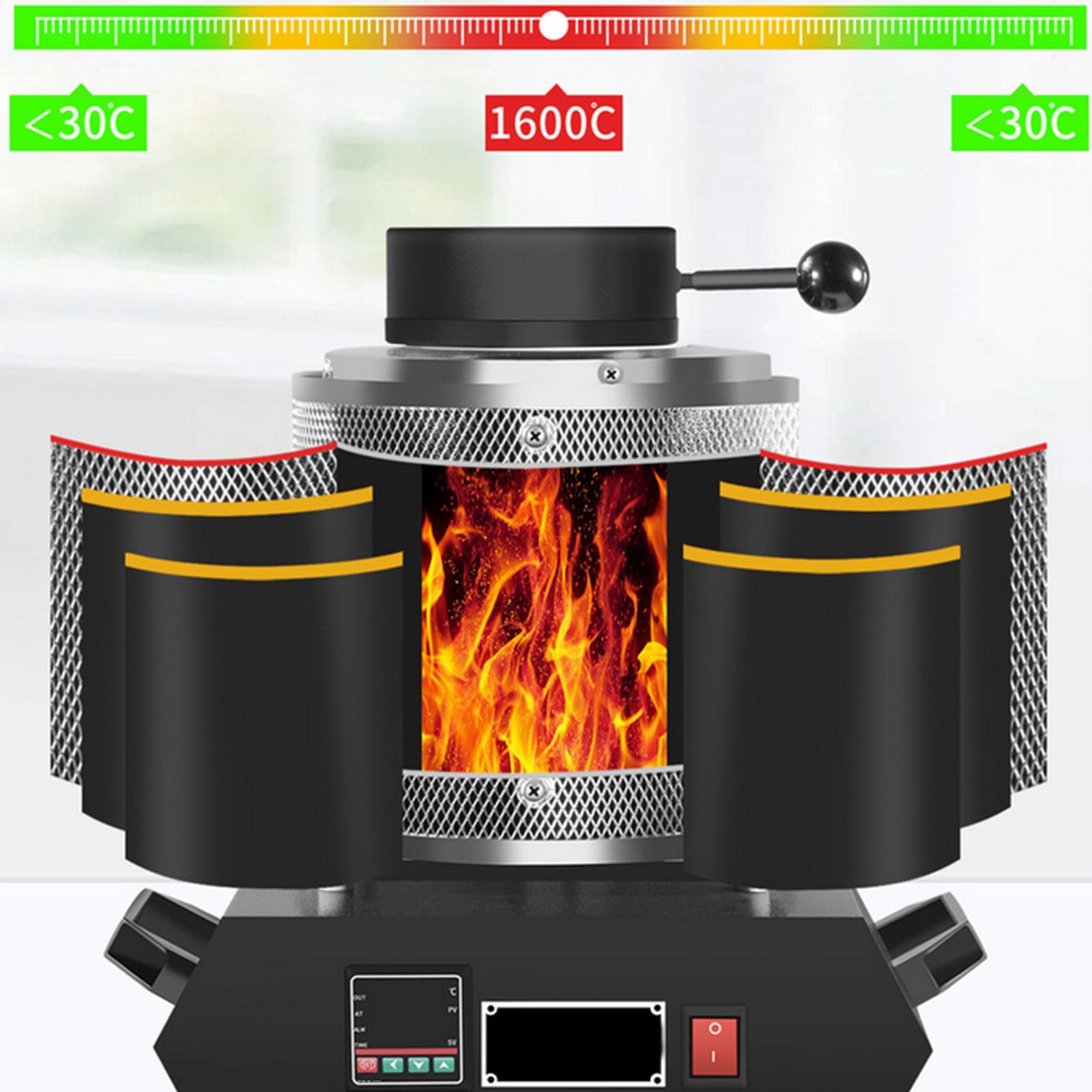 Kit de Horno de Fusión de Metal a 1150°C con Guantes Aislantes y Pinzas para Crisol Horno de Fusión de Joyas Portátil de 1500W 220V Robusto y Duradero para Placas de Aluminio,1kg