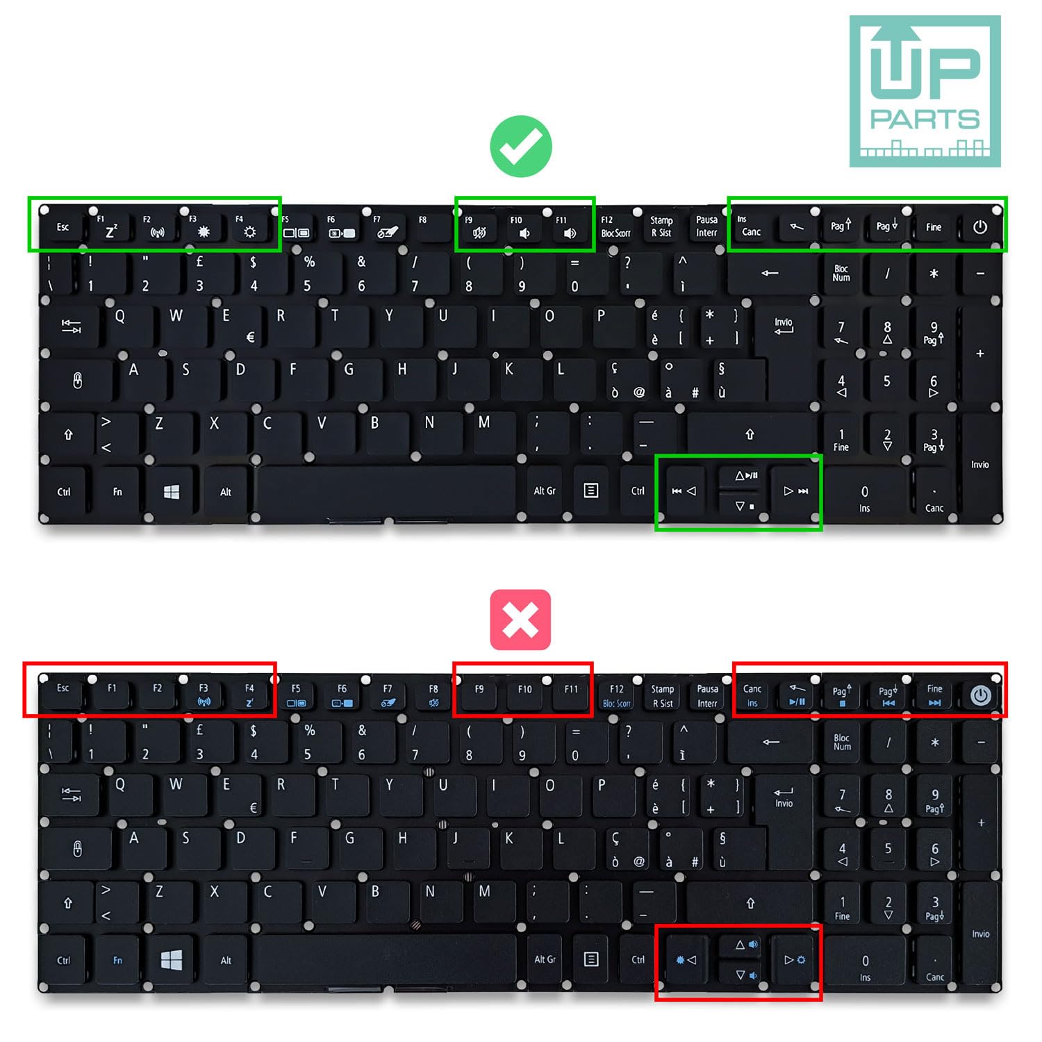 Azienda Italiana Tastiera Italiana Compatibile con Acer per Notebook Aspire 3 A315-22 A315-23 A315-34 A315-42-R3SE A315-55G-75N3 A315-55G-79AW A315-55G-76Z5 Tastiera per Notebook senza Frame