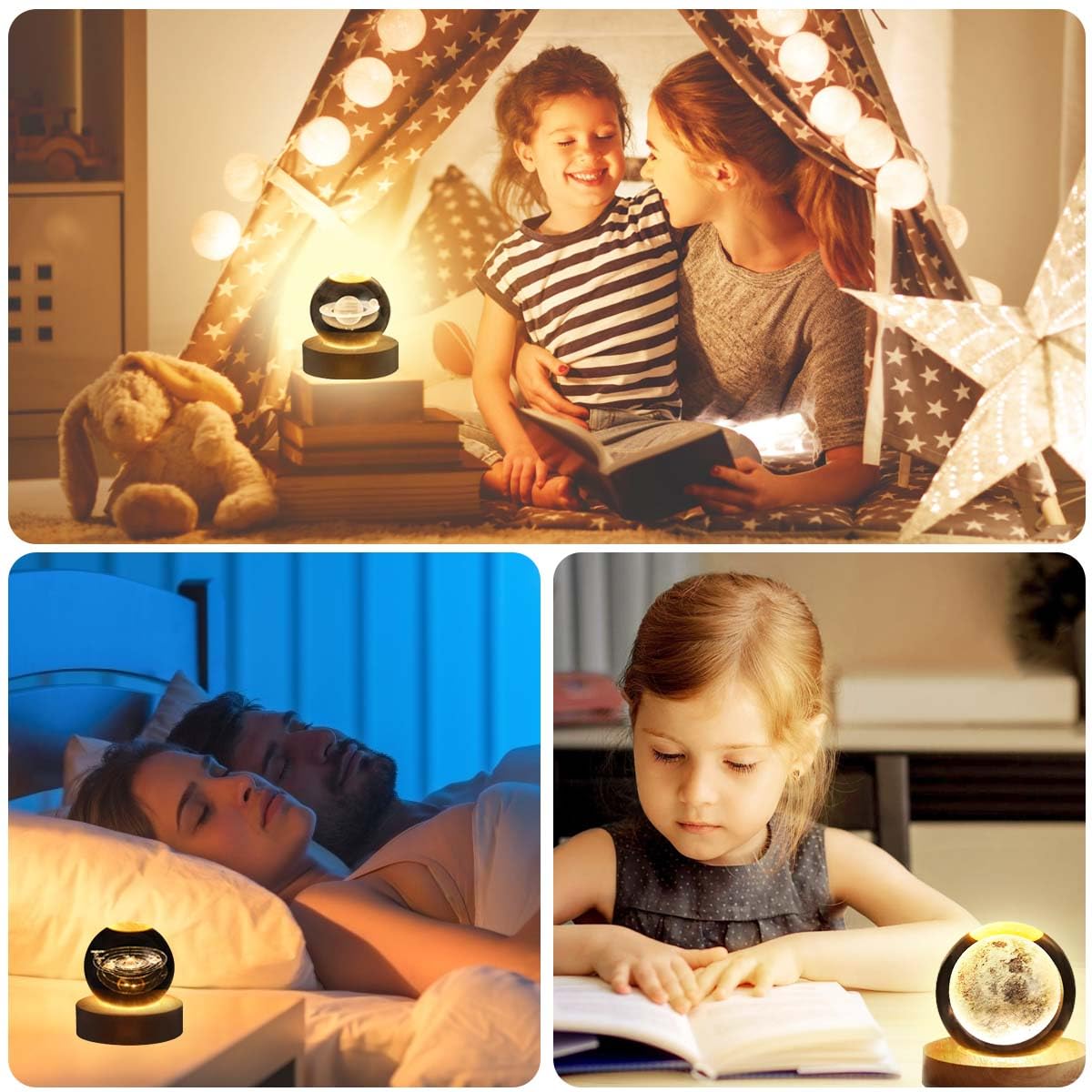 RENDIN Luna 3d Glass Ball,Galaxy/Moon/Saturn Lamp,Decorate The Room, Christmas Gifts for Children 3