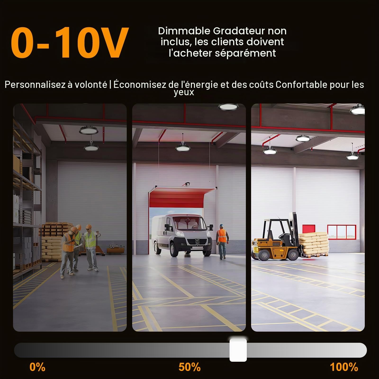 4 Pack UFO 150W LED High Bay Projecteur Garage Light 22500LM Éclairage pour Atelier 4000K 120°Éclairage IP65 Lampe Industrielle Dimmable 90W/120W/150W Usines Entrepôts de Construction Stades