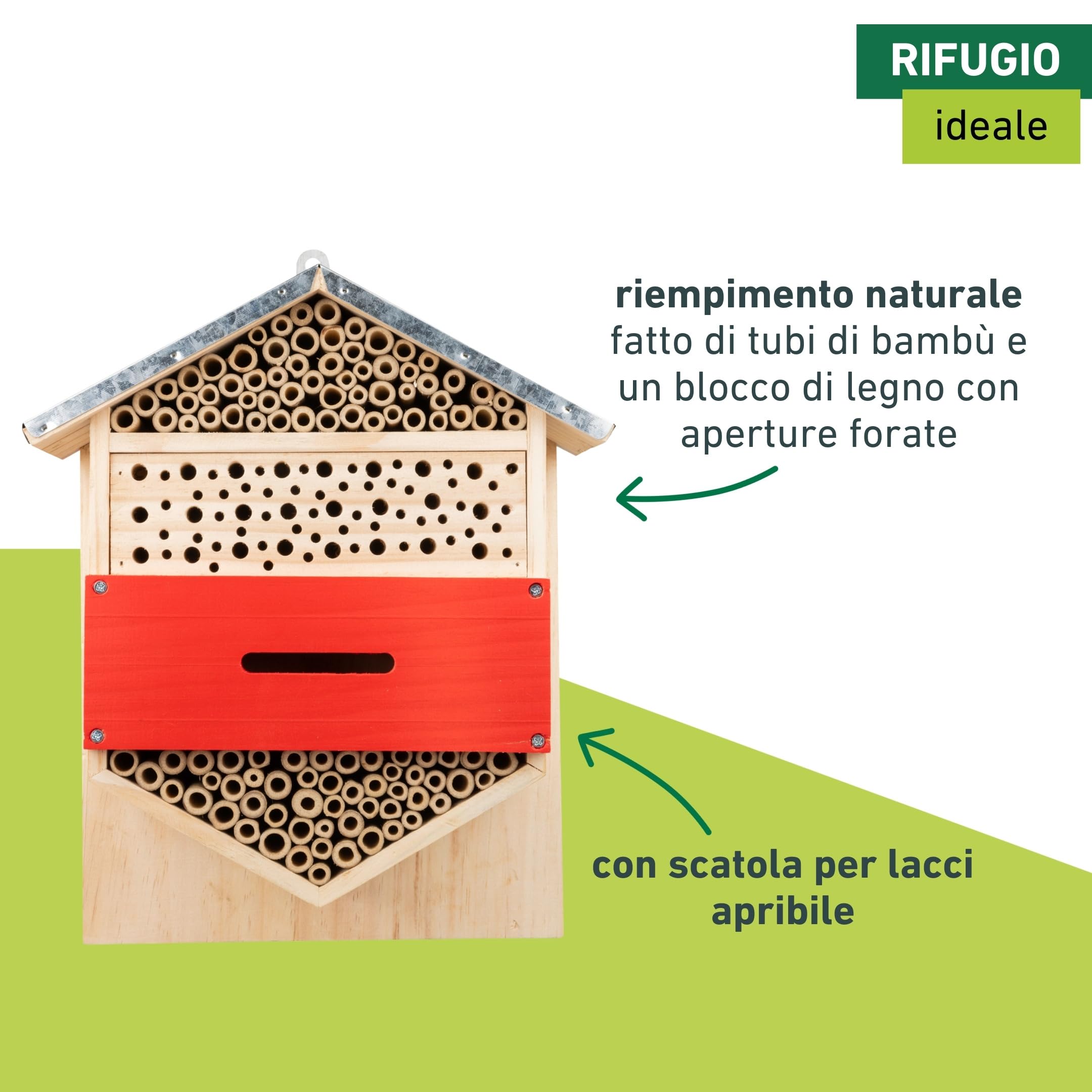 Windhager Hotel per insetti "Hexagon" - casetta per Insetti, casa degli insetti, albergo per insetti - Casetta insetti per api, coccinelle, crisopidi - Hotel per api da appendere