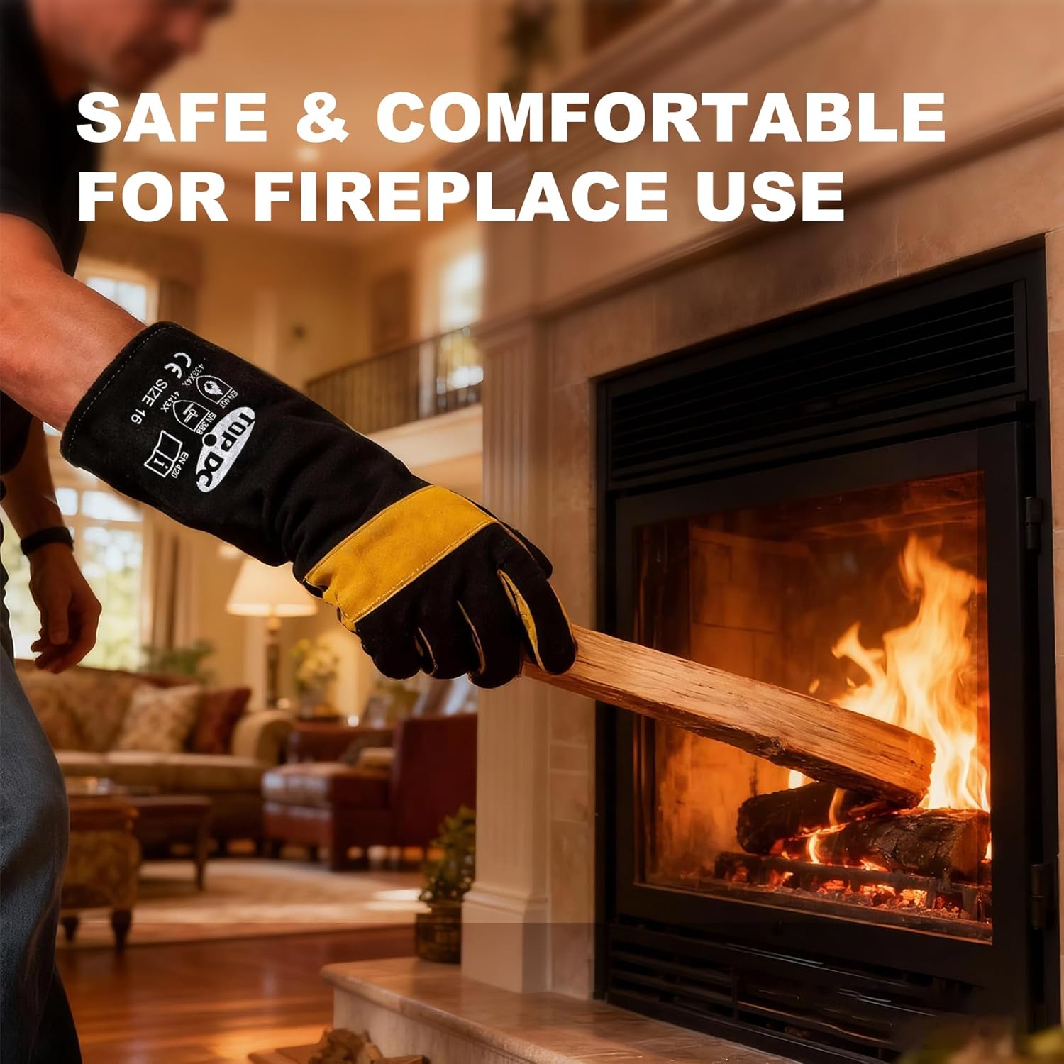 TOPDC Welding Gloves 16 Inches 932℉ Fire/Heat Resistant Leather Welding Gloves For Mig, Tig, Stick, Forge, BBQ, Grill, Fireplace, Wood Stove, Furnace, Oven, Animal Handling for Safe, Loving Pet Care - Image 3