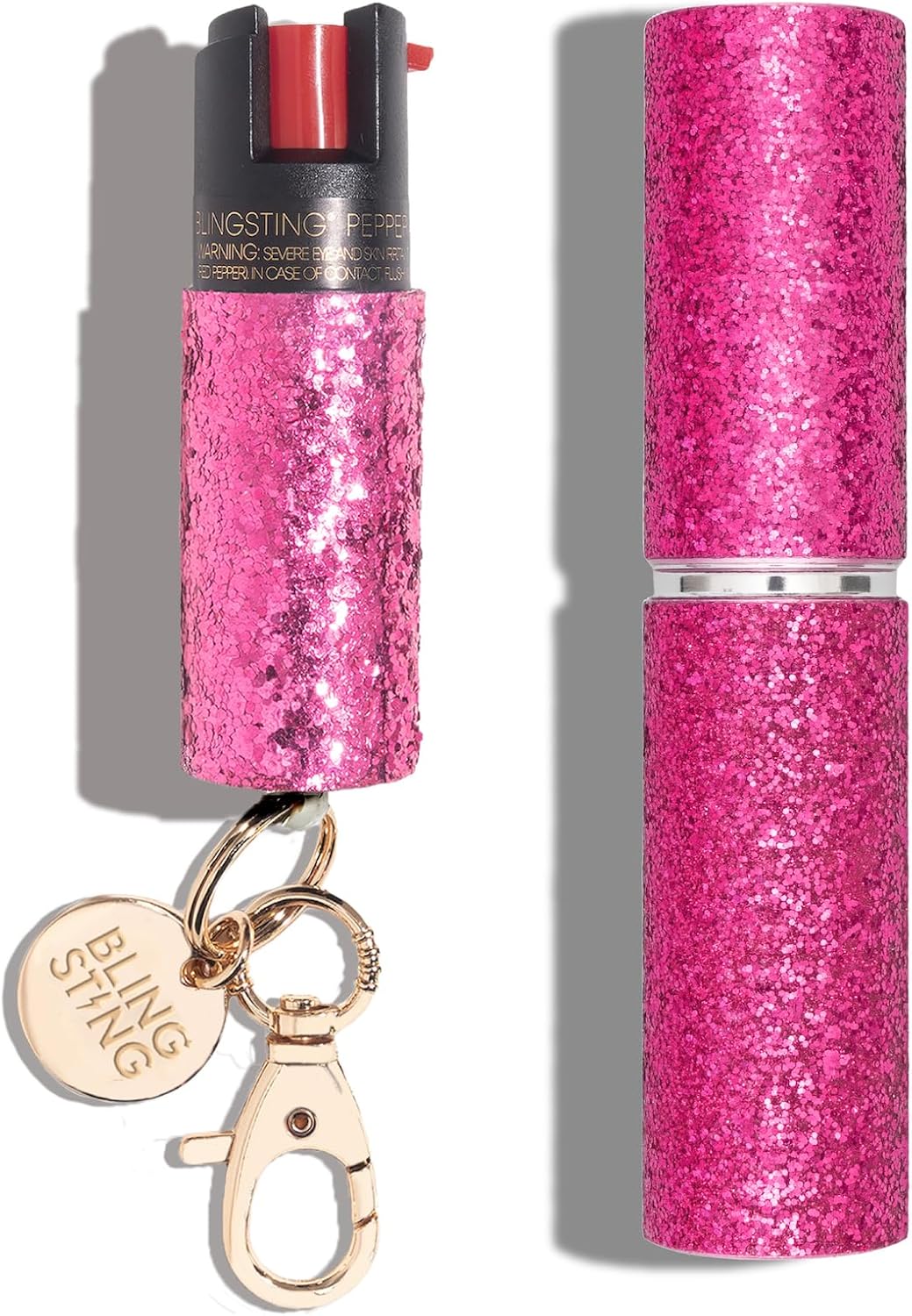 BLINGSTING Pepper Spray & Lipstick Stun Gun Kit - Professional Grade, Maximum Strength Pepper Spray & Compact Stun Gun with LED Flashlight & Rechargeable Battery
