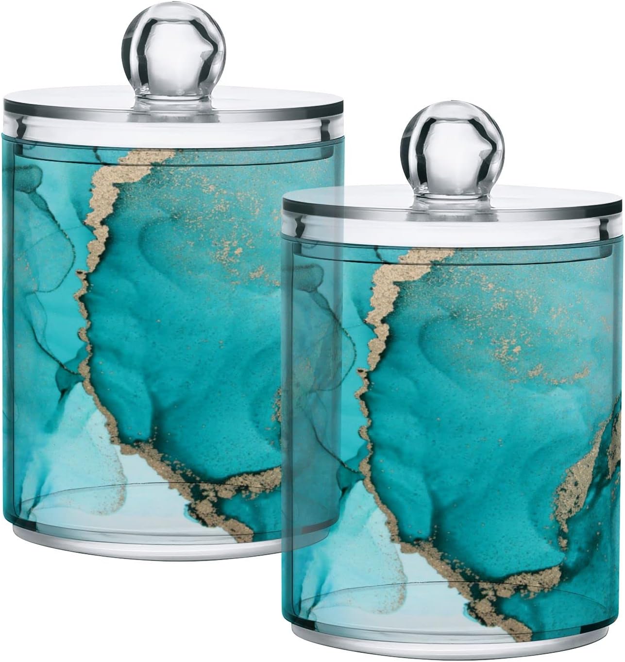 2 Pack Qtip Holder Organizer Dispenser Marble Fluid