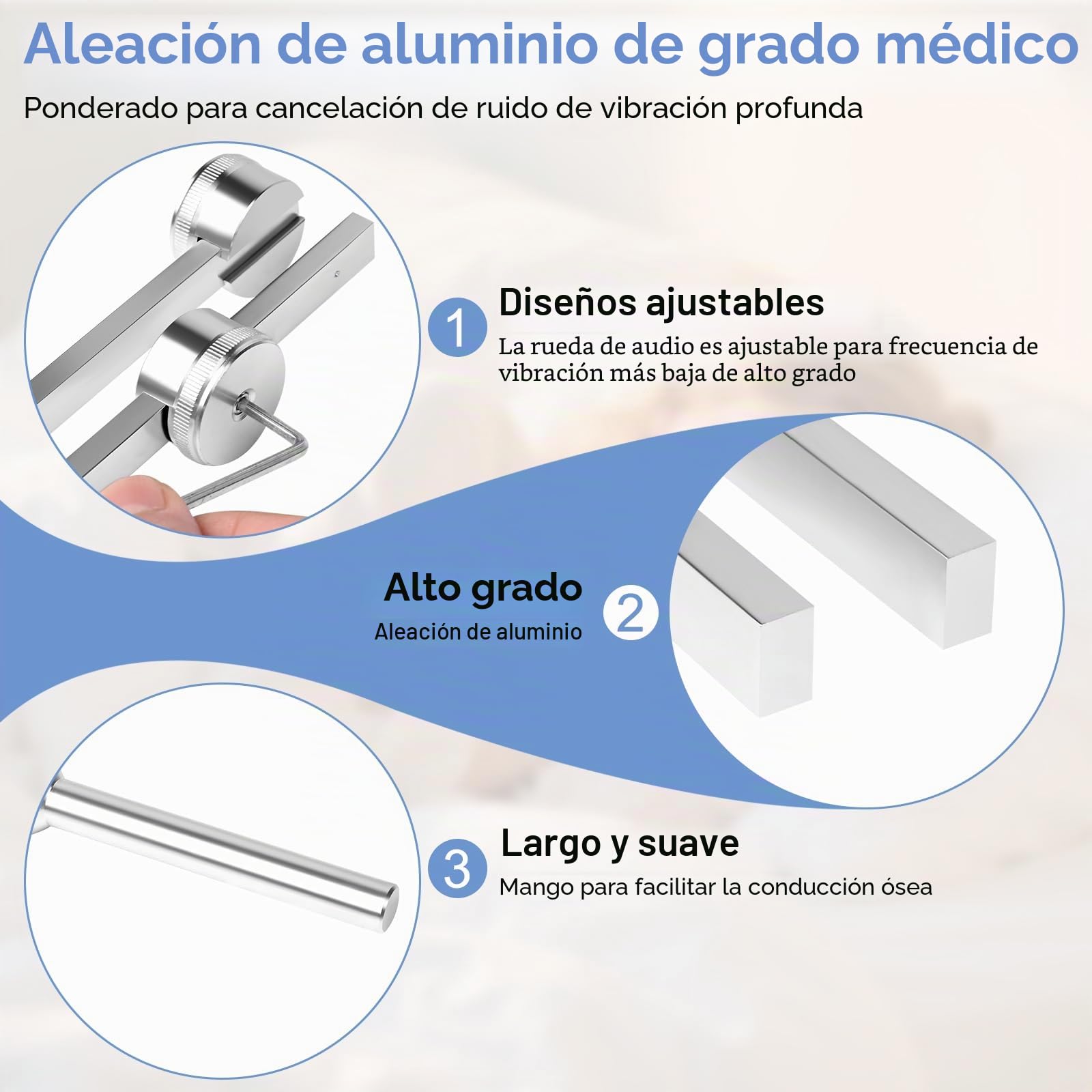 Diapasón, Diapasones Terapéuticos de Aleación de Aluminio(128Hz/256Hz/512Hz/1024Hz) Diapason Musical con Martillo de Silicona y Herramienta de Reparación para Sonido Curación ADN RelajacióN