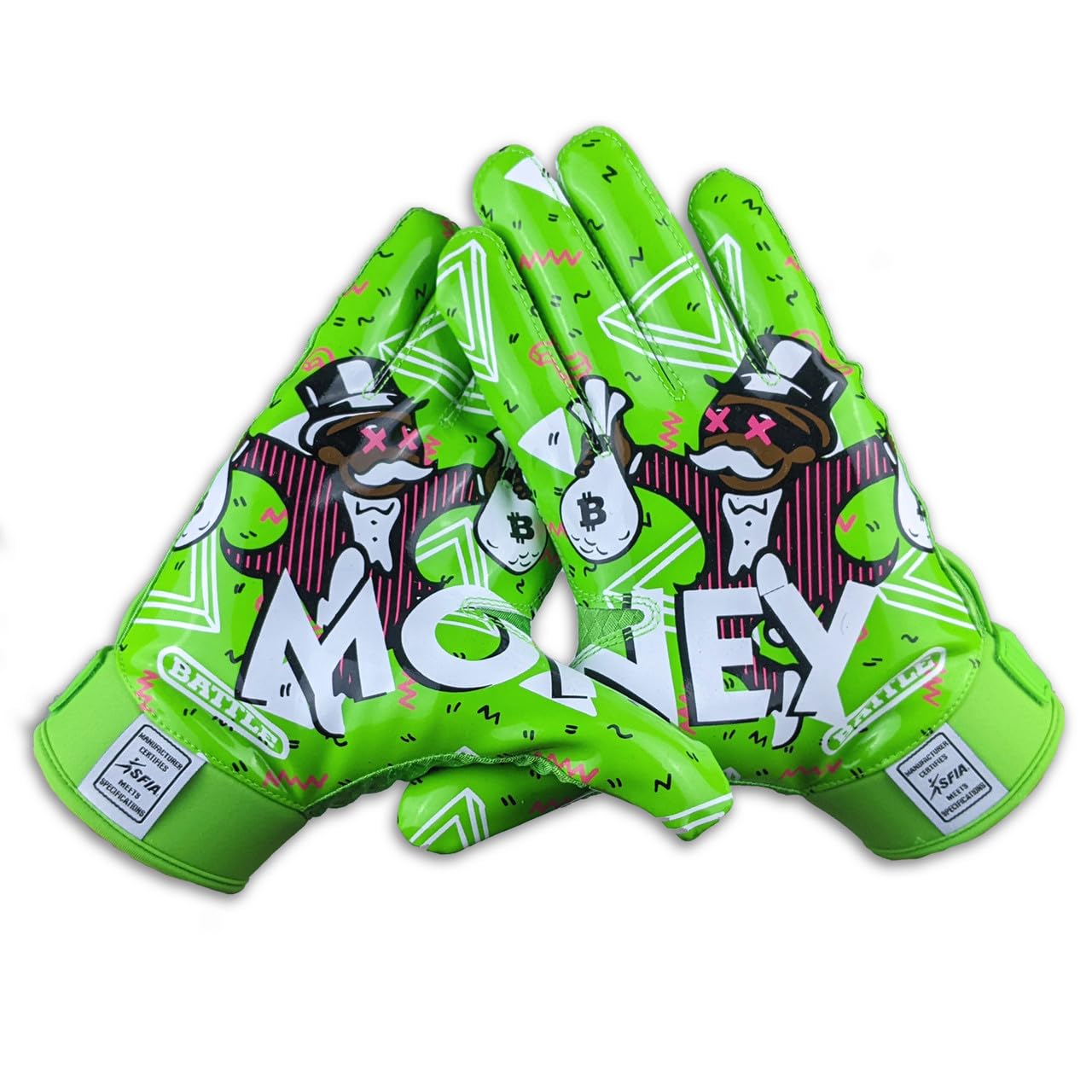 Battle Sports Money Man 2.0 Wide Receiver Fußballhandschuhe – Erwachsene Fußballhandschuhe – Ultra Grip Handschuhe