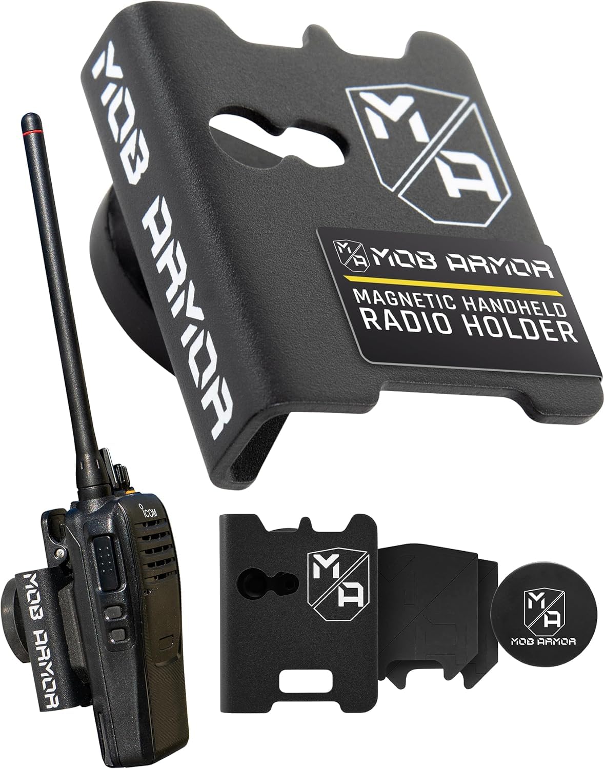Rad Mount - Car Radio Dual Magnetic Mounting Kit for Handheld CB & VHF Radios Hand Mic Holder Microphone Bracket with Base