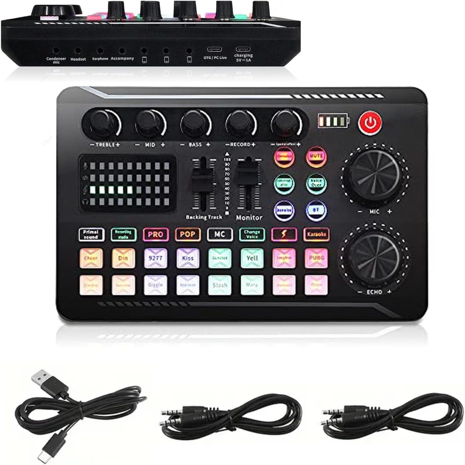 F998 Mezclador profesional Equipo de transmisión en vivo Podcast con reducción de ruido de un solo clic, 3-4 teléfonos móviles simultáneos para grabar juegos, estudios de voz, amplia compatibilidad