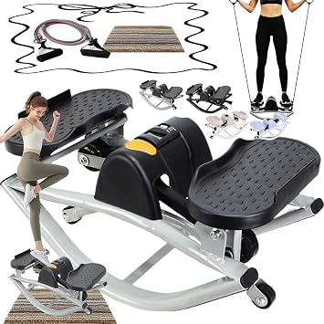 Rock Stepper Side to Side with Digital Display Rock Stepper Side to Side Machine Rock Stepper Exercise Machine with Resistance Bands&Led Display, Low-Impact Home Workout