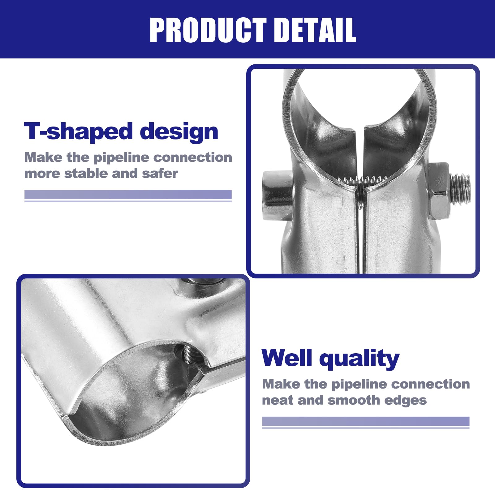 QUARKZMAN Connecteur de Tuyau Structurel à 180 Degrés, 2 Voies, 20 Ensembles de Pinces d'Extrémité en Acier Inoxydable pour Tubes de OD 1 Pouce (25 mm), Argent