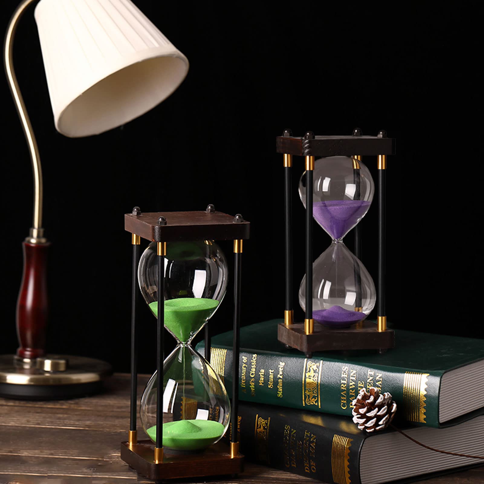 Sanduhr-Timer, Bunte Glas-Sanduhr, Holzrahmen, Sand, dekorative Sanduhr, Sanduhr-Timer for Kinder, Glas-Sanduhr, Sanduhr for Zuhause, Schreibtisch, Geschenke, Büro, Dekoration, kreative Geschenke (Co