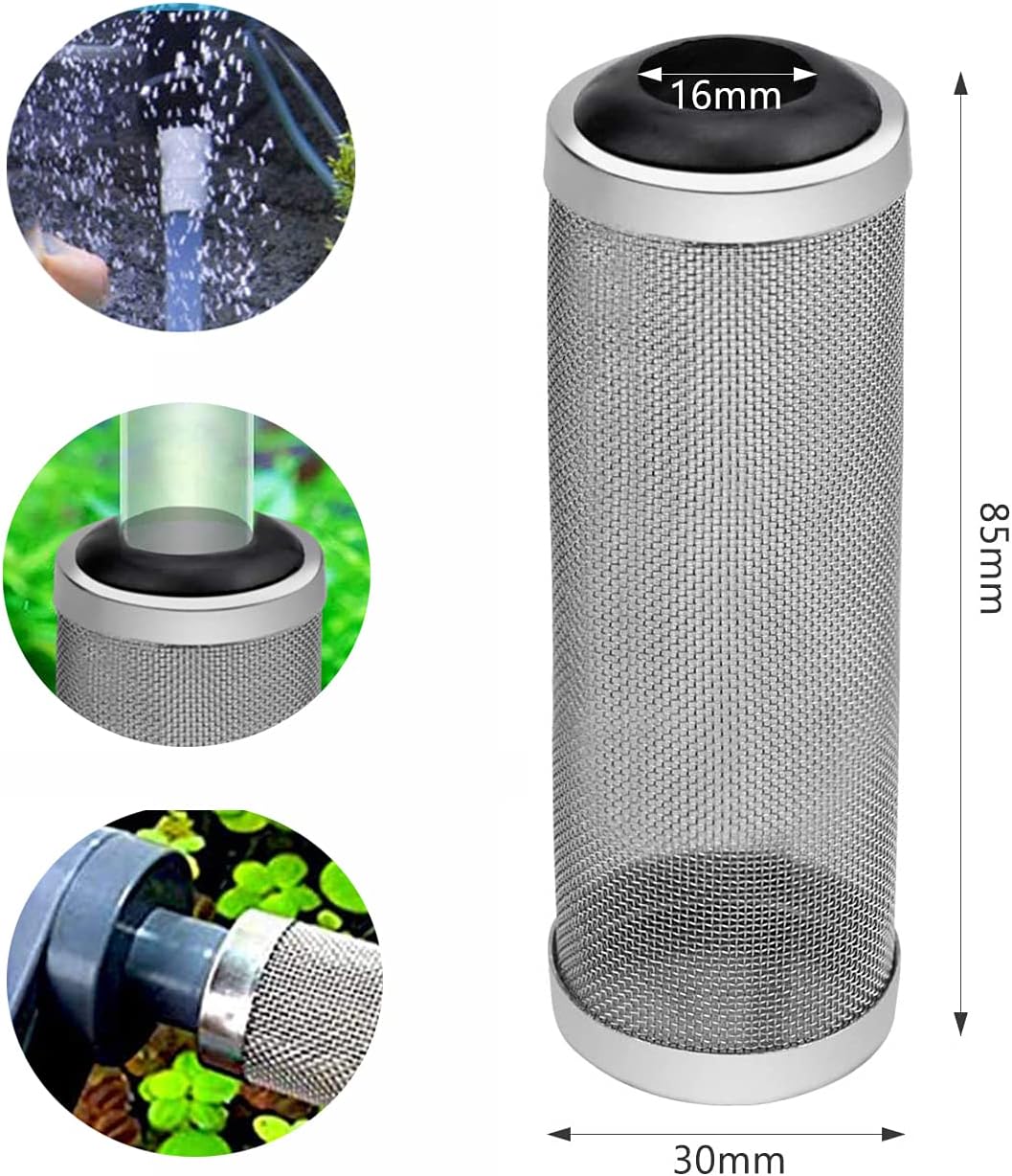 XPOOS 2 Black Stainless Steel Aquarium Mesh Net Filter Uard, Fish Tank Mesh Filter, The mesh is