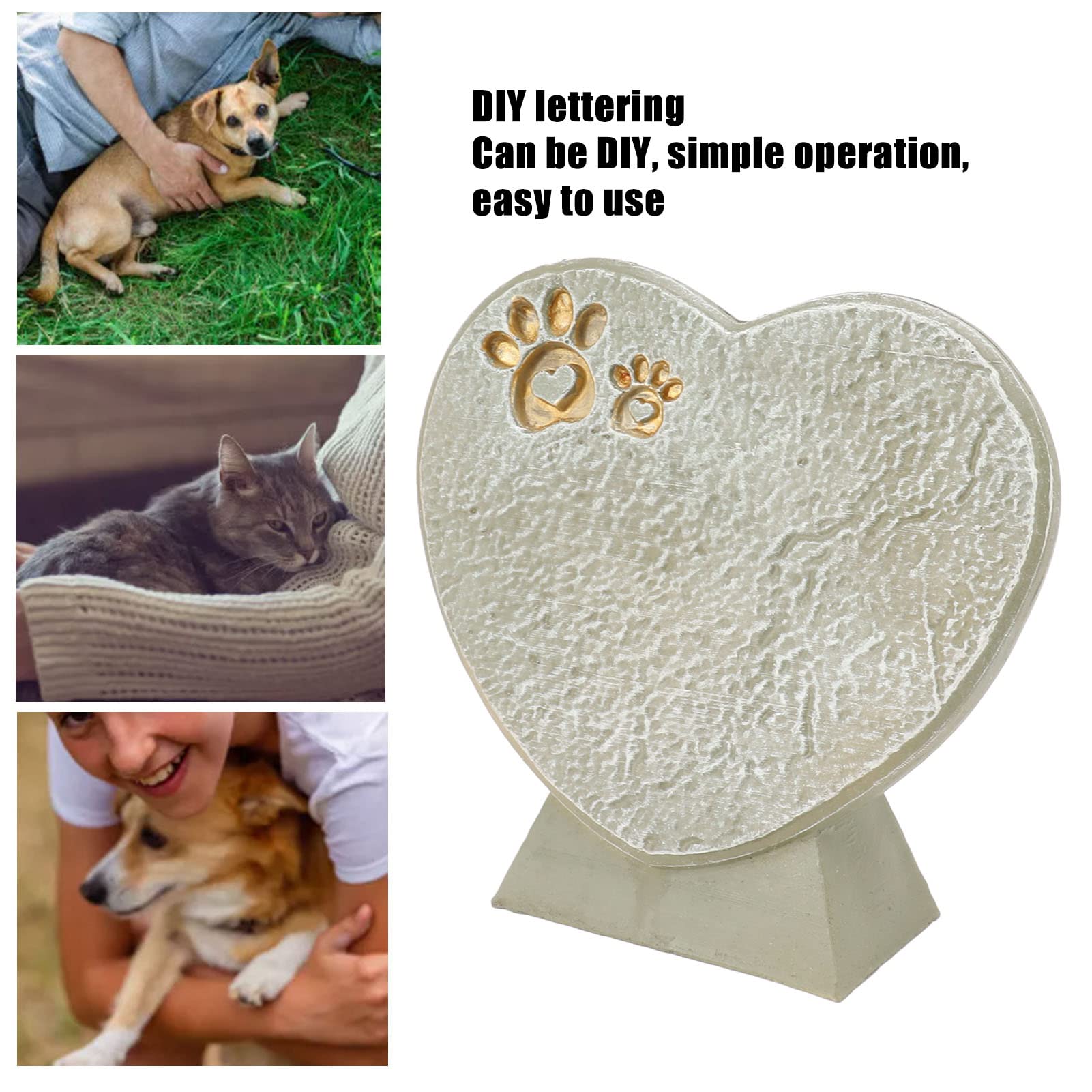 Nagrobek zwierzęcia w kształcie serca DIY żywica pies pamiątkowy kamień zewnętrzny dziedziniec ozdoby dekoracyjne stojące (Mossy Green)