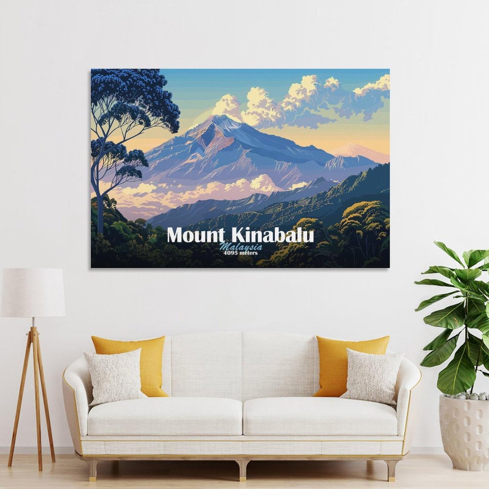 Junmoney Mount Kinabalu Landscape Room Decor Wall Art, 12x18inch(30x45cm), for Entrance Walls, Hall Decor Or Foyers, A Neat Decor Update for Hallways