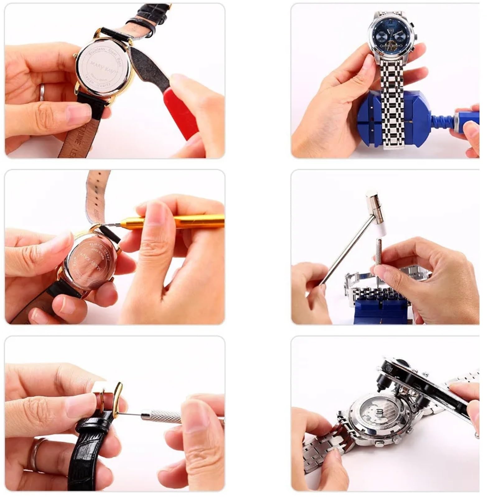 Kit De Reparación De Relojes Conjunto de herramientas de reparación de relojes, Kit de herramientas 147, PCS for reparación Manual del hogar, desmontaje de correa de reloj, Kit de herramientas de repa