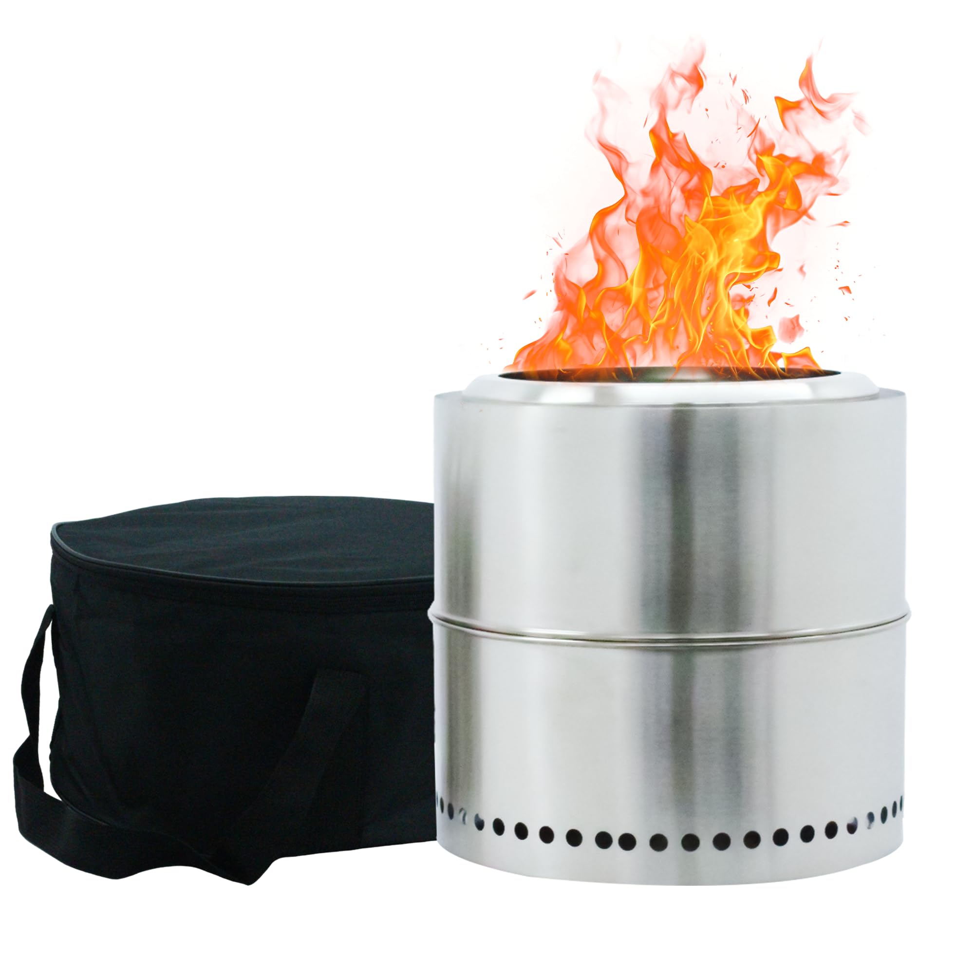 Feuerstelle, Feuerkorb, Feuertonne, Ø 37 cm, Deko für Garten,Terrasse und Balkon,Für Pellets/Holz, Edelstahl rauchfreier Camping-Tischkocher für die Vorstadt,Silber