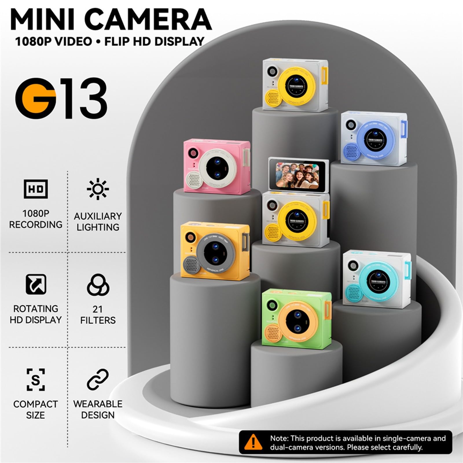 Il set di fotocamere con obiettivo per pollice include lettore di schede da 32 GB, fotocamere completamente trasparenti per gli appassionati di viaggio Vlog principianti Doppia fotocamera pollice