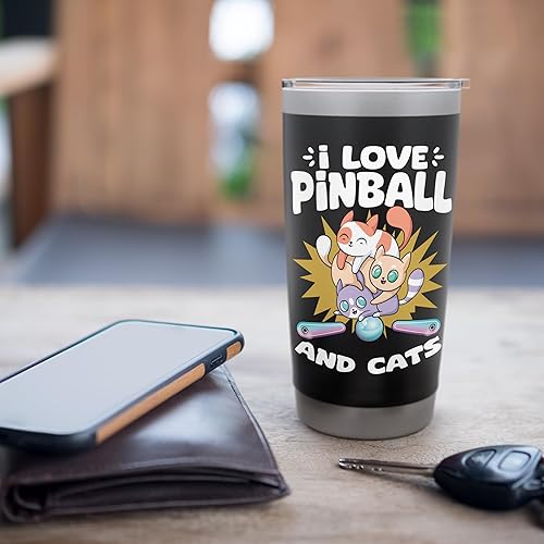 Miniatura 7 de Pinball and Cats 90s Nostalgia Pinball Wizard Pet Cat Lover Stainless Steel Insulated Tumbler