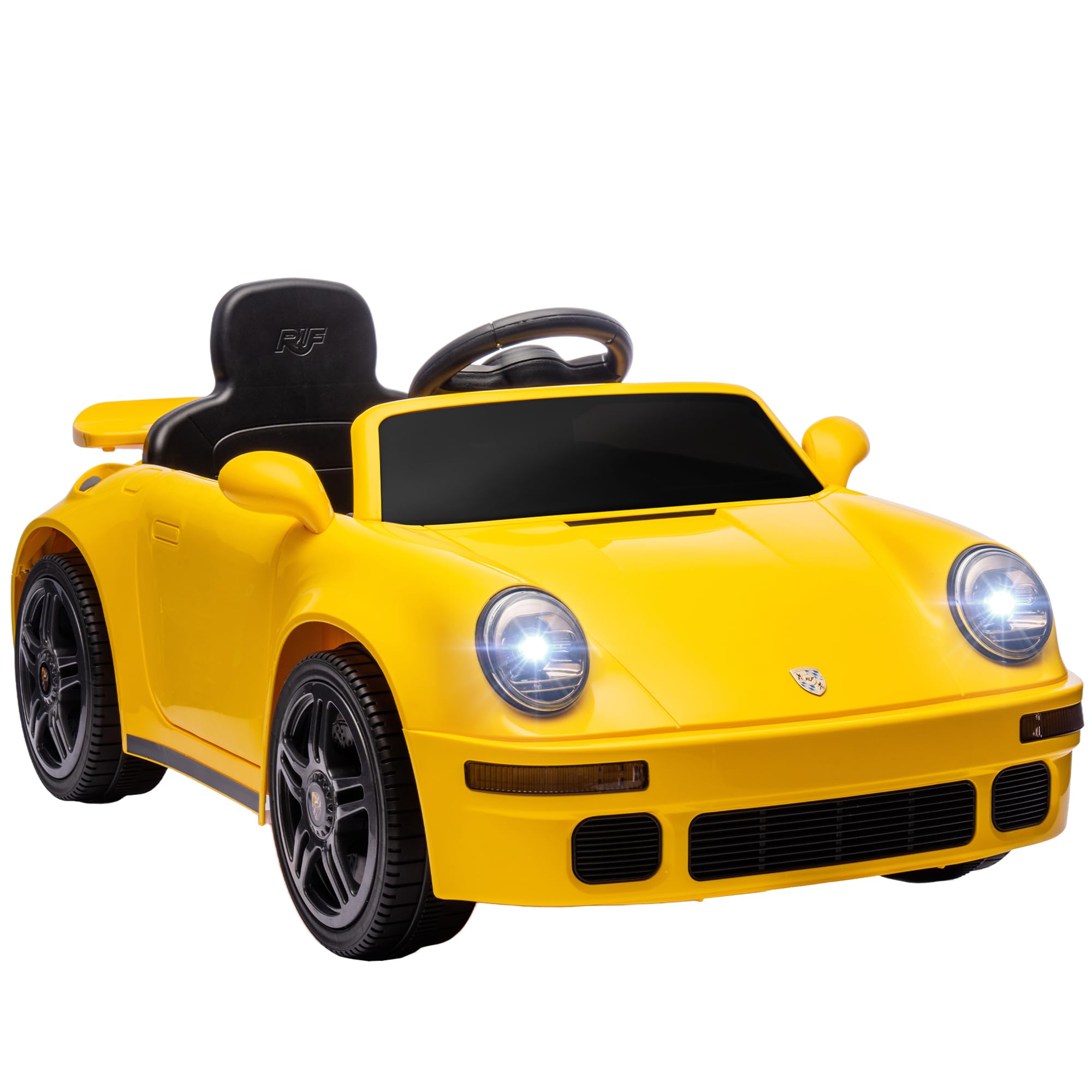 AIYAPLAY Auto elettrica per bambini, 12 V, con telecomando da 2,4 GHz, 2 motori, veicolo per bambini con avvio morbido, indicatore di energia, lettore MP3, luci a LED, clacson, per 3-6 anni, colore