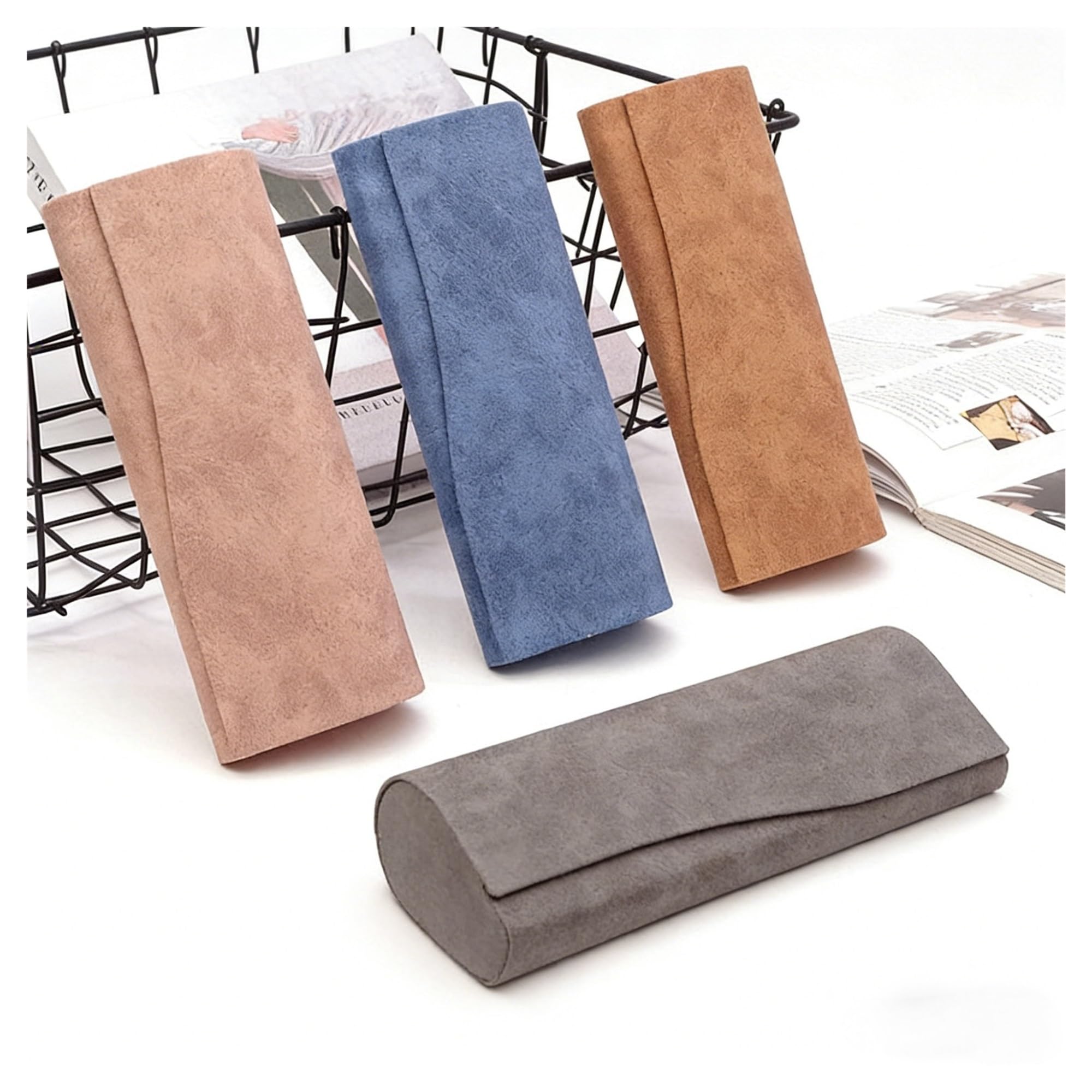 Funda de Gafas Blanda de Cuero Hard-shell Spectacle Case Men Women Glasses PU Leather Portable Anti-extrusion Sunglasses Storage Box Folding Eyewear Pouch