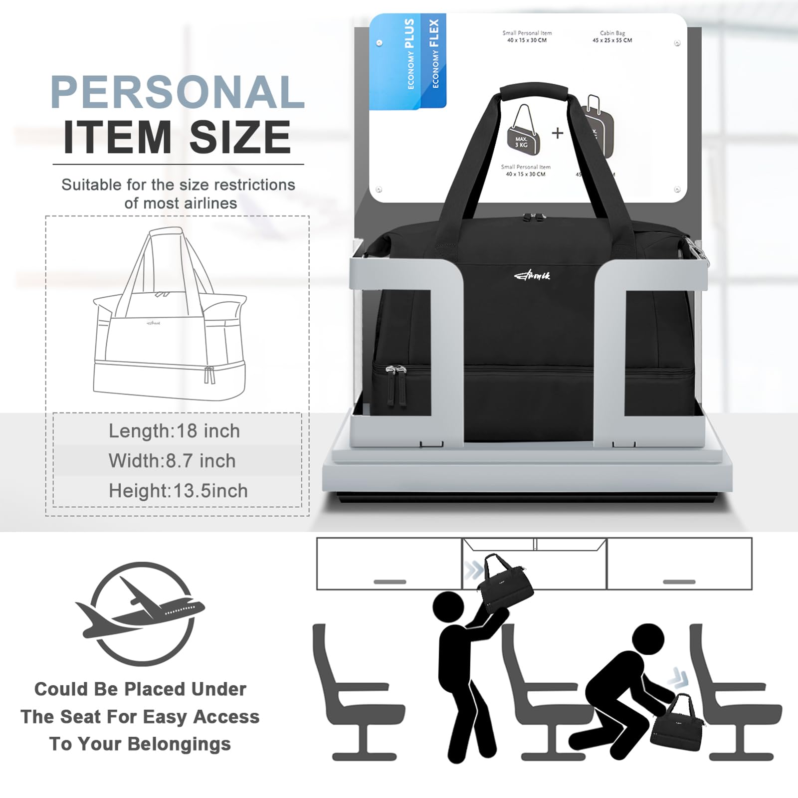 Gym Bag for Women, Personal Item Travel Bag with Shoes Compartment for Trip view 2