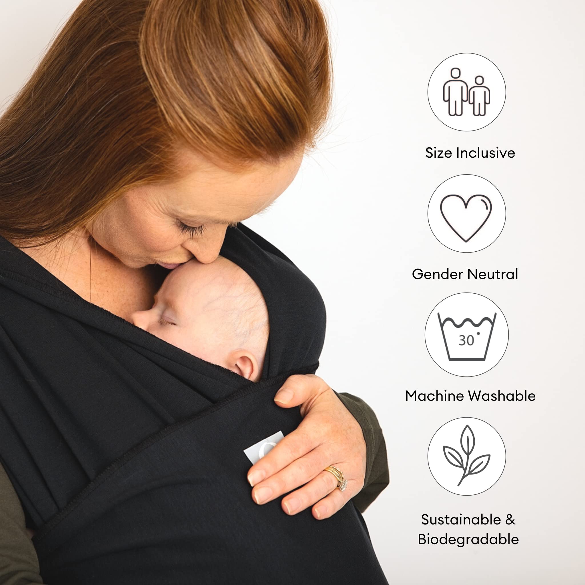 Envoltura elástica para bebé Pure Tencel™ Ébano