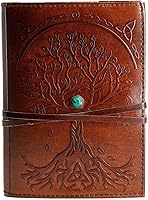 Handmade Refillable Leather Journal Brown 7x5 Tree of Life - Lined Notebook Diary for Writing Sketching Artists Writers Men Women