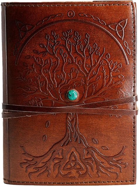 Leather Journal Papier doublé rechargeable Arbre de vie fait main Leather Journal / Cahier d'écriture Journal / Bloc-note quotidien pour les hommes & Femmes Moyennes, Plaque d'écriture pour Artiste, Sketch
