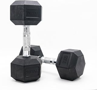 TOTAL Hexagonal Dumbbells Set | 2kg Pair Rubber-Coated Fitness Equipment Weights for Home & Gym | Durable Non-Slip Grip Du... Price In India