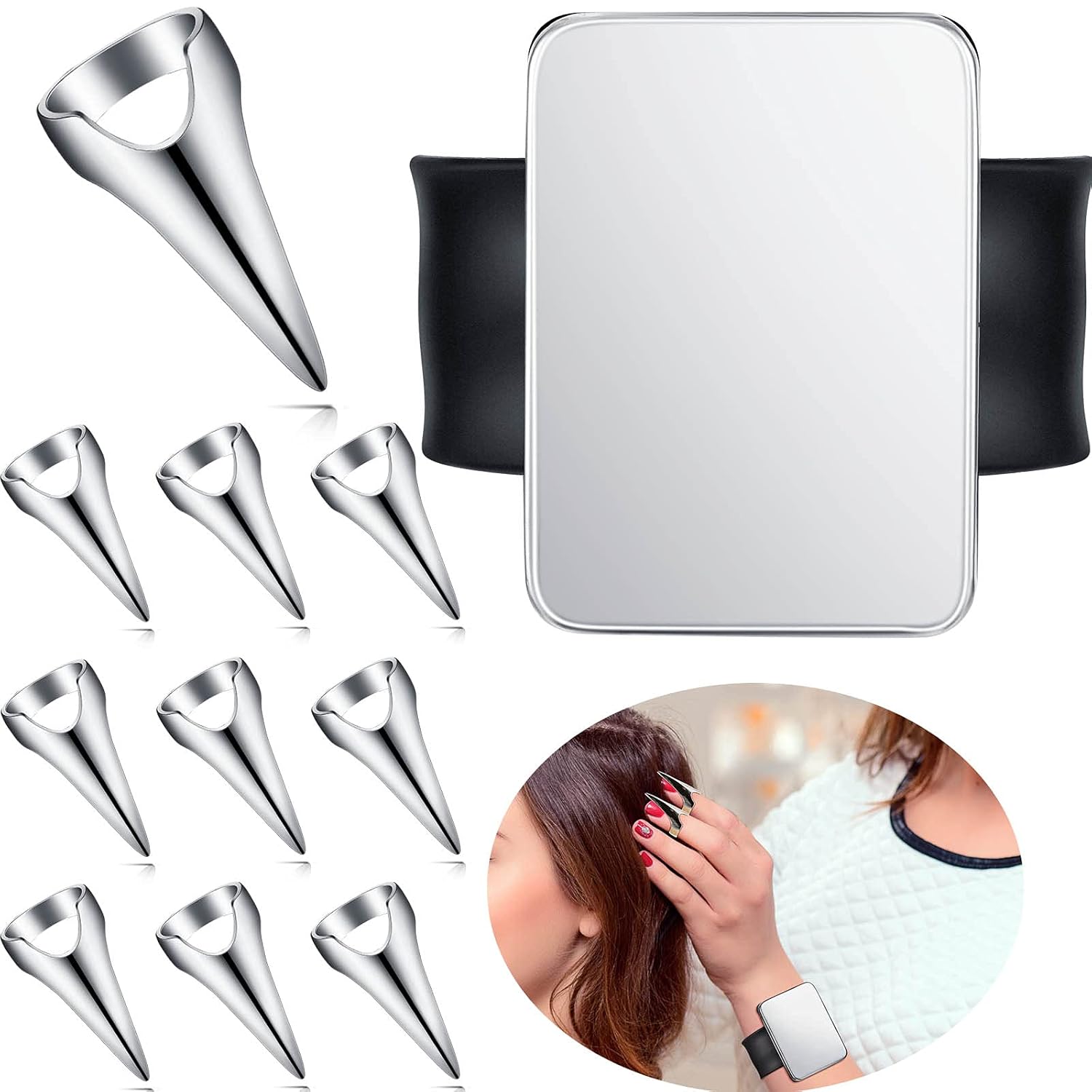 10 Pieces Hair Parting Ring Pinky Hair Parting Tool Metal