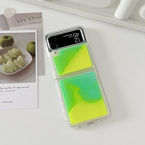 Miniatura 9 de YAKVOOK Funda para Samsung Galaxy Z Flip 3 5G 2021 funda con purpurina líquida brillante de lujo flotante arena movediza hermoso patrón de paisaje