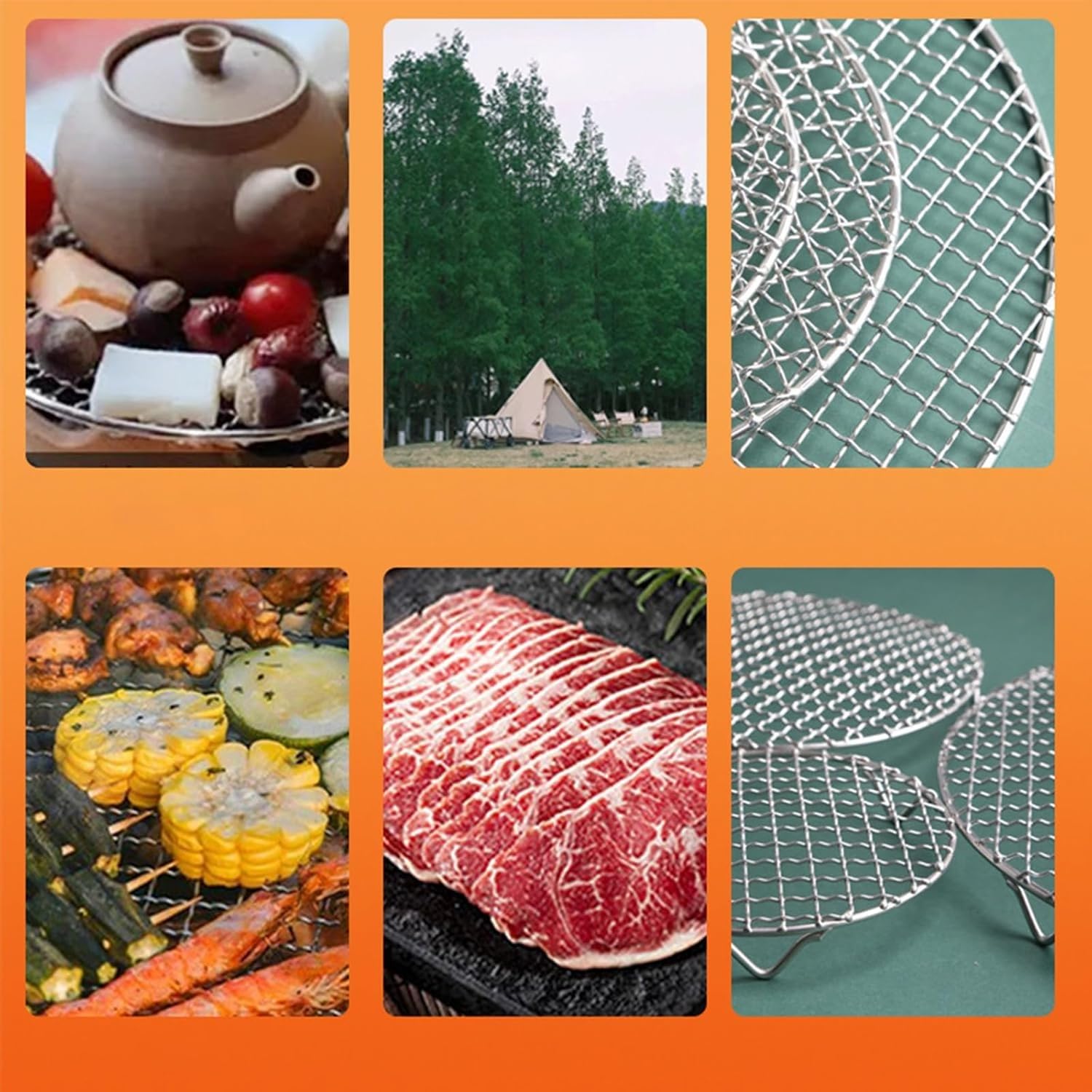Runder BBQ-Grillrost, Kühl- und Kochrost, 13–50 cm, robuster Edelstahl-Drahtrost mit Füßen for Backen, Kochen, Grillen, passend for Heißluftfritteuse,Suppentopf,runde Kuchenform(42.5cm)