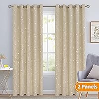 Vista 280 de BGment Room Darkening Curtains 95 Inches Long, Grommet Thermal Insulated Blackout Curtains with Wave Line and Dots Printed for Bedroom, 2 Panels